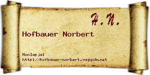 Hofbauer Norbert névjegykártya