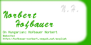 norbert hofbauer business card